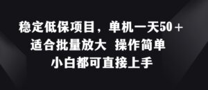 平稳低保户新项目，单机版一天50 适宜大批量变大 使用方便 小白都可直接上手【揭密】-网创资源