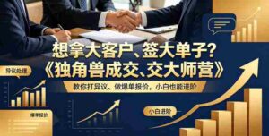 想拿大客户、签大单子？《独角兽成交大师营》教你扛异议、做爆单报价，小白也能进阶【原创双语字幕】-网创资源