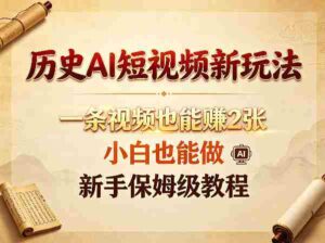 历史AI短视频新玩法,一条视频也能賺2张,小白也能做,新手保姆级教程-网创资源