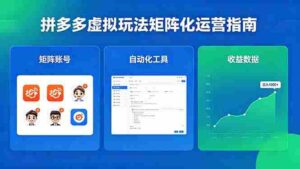 (18361期)闭眼可复制的拼多多虚拟玩法,矩阵化运营,长期稳定日入 1000+-网创资源