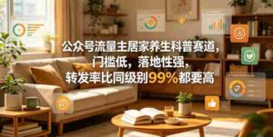 公众号流量主居家养生科普赛道，门槛低，落地性强，转发率比同级别99％都要高-网创资源