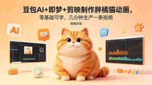 （18431期）豆包AI+即梦+剪映制作胖橘猫动画，零基础可学，几分钟生产一条视频，附提示词-网创资源