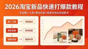 (18422期) 2026淘宝新品快速打爆款教程,全站推广工具+孵化机制+提报冲顶全流程教学-网创资源