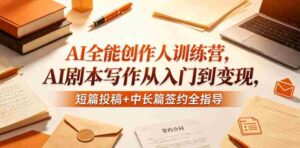 AI全能创作人训练营，AI剧本写作从入门到变现，短篇投稿+中长篇签约全指导-网创资源