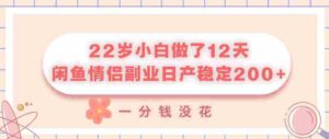 22岁小白做了12天，闲鱼情侣副业日产稳定2张+，一分钱没花-网创资源