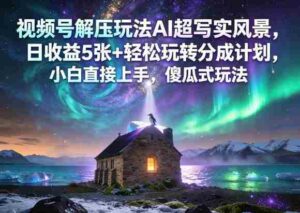 视频号解压玩法AI超写实风景，日收益5张+轻松玩转分成计划，小白直接上手，傻瓜式玩法-网创资源