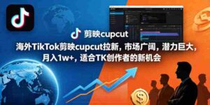 海外TikTok剪映cupcut拉新,市场广阔,潜力巨大,月入1w+,适合TK创作者的新机会-网创资源