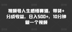 微信视频号人生的感悟跑道,卖货 分为盈利,日入500 ,10多分钟做一个视频-网创资源