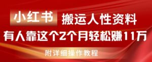 小红书的运送人的本性材料，有些人靠这个2个月轻松赚钱11w，附实例教程【揭密】-网创资源