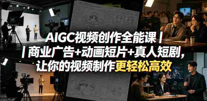 AIGC视频创作全能课｜商业广告+动画短片+真人短剧，让你的视频制作更轻松高效