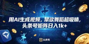 用AI生成视频,禁欲舞蹈超吸睛,头条号矩阵日入1k+-网创资源
