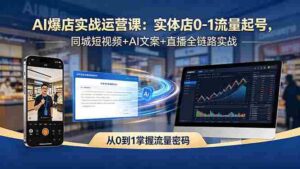 （18451期）AI爆店实战运营课：实体店0-1流量起号，同城短视频+AI文案+直播全链路实战-网创资源