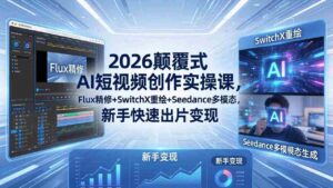 (18449期)2026颠覆式 AI短视频创作课-5月更新,Flux精修+SwitchX重绘+Seedance多模态,新手快速出片变现-网创资源