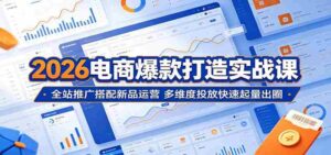 2026电商爆款打造实战课：全站推广搭配新品运营，多维度投放快速起量出圈-网创资源