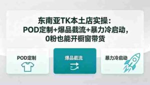 (18488期)东南亚TK本土店实操-5月更新:POD定制+爆品截流+暴力冷启动,0粉也能开橱窗带货-网创资源