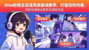 （18496期）30w粉博主动漫另类解说教学，打破创作内卷，同款动漫做出差异化爆款内容-网创资源
