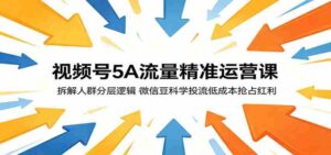 视频号5A流量精准运营课：拆解人群分层逻辑，微信豆科学投流低成本抢占红利-网创资源
