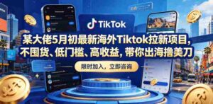 某大佬5月初最新海外Tiktok拉新项目,不囤货、低门槛、高收益,带你出海撸美刀-网创资源