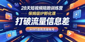 28天短视频陪跑训练营,保姆级IP孵化课,打破流量信息差,从0打造高流量账号-网创资源