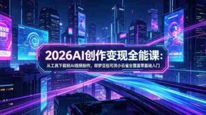 (18553期)2026AI创作变现全能课-更新5月:从工具下载到AI视频制作,即梦豆包可灵小云雀全覆盖零基础入门-网创资源