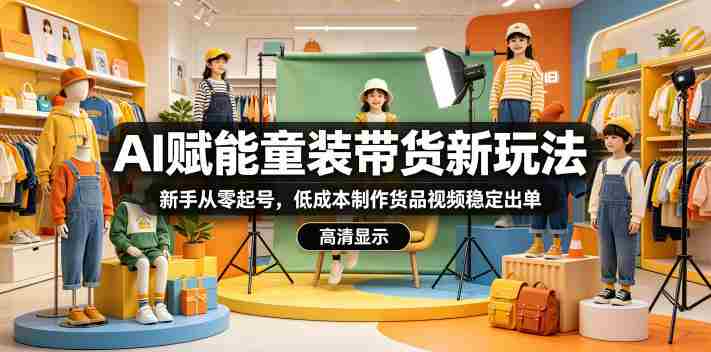 AI赋能童装带货新玩法，新手从零起号，低成本制作货品视频稳定出单