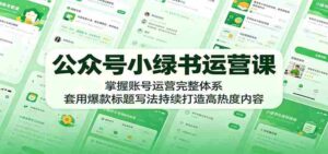 公众号小绿书运营课：掌握账号运营完整体系，套用爆款标题写法持续打造高热度内容-网创资源