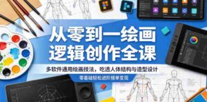 从零到一绘画逻辑创作全课,多软件通用绘画技法,吃透人体结构与造型设计,零基础轻松进阶接单变现-网创资源