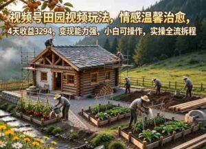 视频号田园视频玩法,情感温馨治愈,4天收益3294,变现能力强,小白可操作,实操全流程拆解-网创资源