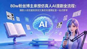 （18581期）80w粉丝博主亲授仿真人AI漫剧全流程：爆款小说挖掘到原创文案改写建模配音一站式教学-网创资源
