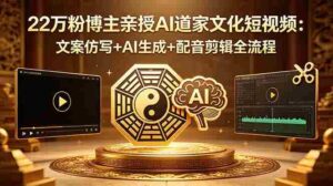 (18580期)22万粉博主亲授AI道家文化短视频:文案仿写+AI生成+配音剪辑全流程-网创资源