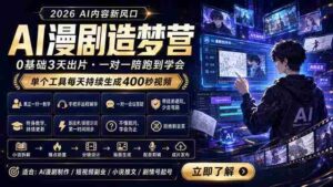 (18568期)AI漫剧造梦营:0基础3天出片,单个工具每天持续生成400秒视频-网创资源