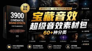 （18660期）宝藏音效合集包！60+多种音效分类，共计3900个，分类清晰，全中文分类，高品质剪辑音效素材包-网创资源