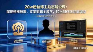 (18648期)20w粉丝博主励志解说课:深挖榜样故事,文案剪辑全教学,轻松创作正能量爆款-网创资源