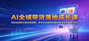 AI全域带货落地成长课:深挖短视频文案变现逻辑,参考实战案例搭建矩阵高效起量破GMV-网创资源