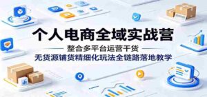 个人电商全域实战营：整合多平台运营干货，无货源铺货精细化玩法全链路落地教学-网创资源
