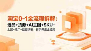 (18765期)淘宝0-1全流程拆解:选品+货源+AI主图+SKU+上架+推广+数据诊断,新手开店全链路-网创资源