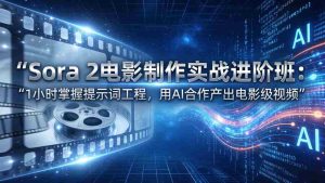 （17679期）Sora 2电影制作实战进阶班：1小时掌握提示词工程，用AI合作产出电影级视频-网创资源