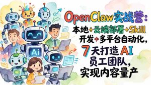 （17626期）OpenClaw实战营：本地+云端部署+Skill开发+多平台自动化，7 天打造 AI 员工团队，实现内容量产-网创资源