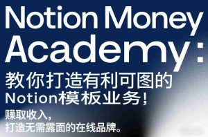 Notion Money Academy：教你打造有利可图的Notion模板业务，賺取收入，打造无需露面的在线品牌-网创资源