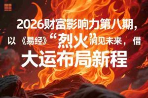 2026财富影响力第八期，以《易经》智慧洞见未来，借“离火”大运布局新程-网创资源