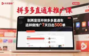 拼多多直通车推广课，别再盲目开拼多多直通车，这样做推广7天日出500单-网创资源