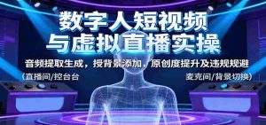 数字人短视频与虚拟直播实操，音频提取生成，背景添加，原创度提升及违规规避-网创资源