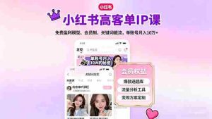 （16295期）小红书高客单IP课，免费盈利模型、会员制、关键词截流，单账号月入10万+-网创资源