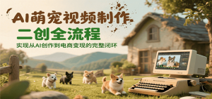 AI萌宠视频制作二创全流程，实现从AI创作到电商变现的完整闭环-网创资源