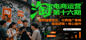 淘宝电商运营第十六期，自然搜索优化，付费推广策略，底层逻辑+核心操作-网创资源