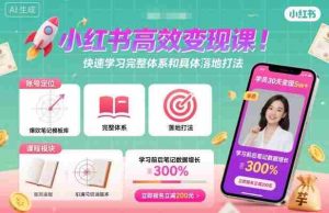 小红书高效变现课，快速学习小红书完整体系和具体落地打法-网创资源