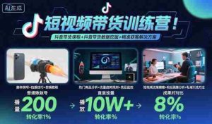 短视频带货训练营，抖音带货课程+抖音带货数据挖掘+精准获客解决方案-网创资源