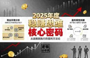 2025年度稳賺思维老板创业营，拆解2025年新商业环境下，企业实现持续盈利的核心密码-网创资源
