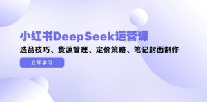 小红书DeepSeek运营课，选品技巧、货源管理、定价策略、笔记封面制作-网创资源