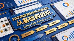 2026淘宝高利润无货源玩法，从基础到进阶，运营核心全流程，单店利润1w-5w内-网创资源